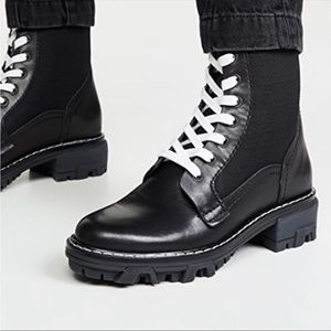Rag & Bone | Shiloh Black leather combat Moto lug boots women size 7.5